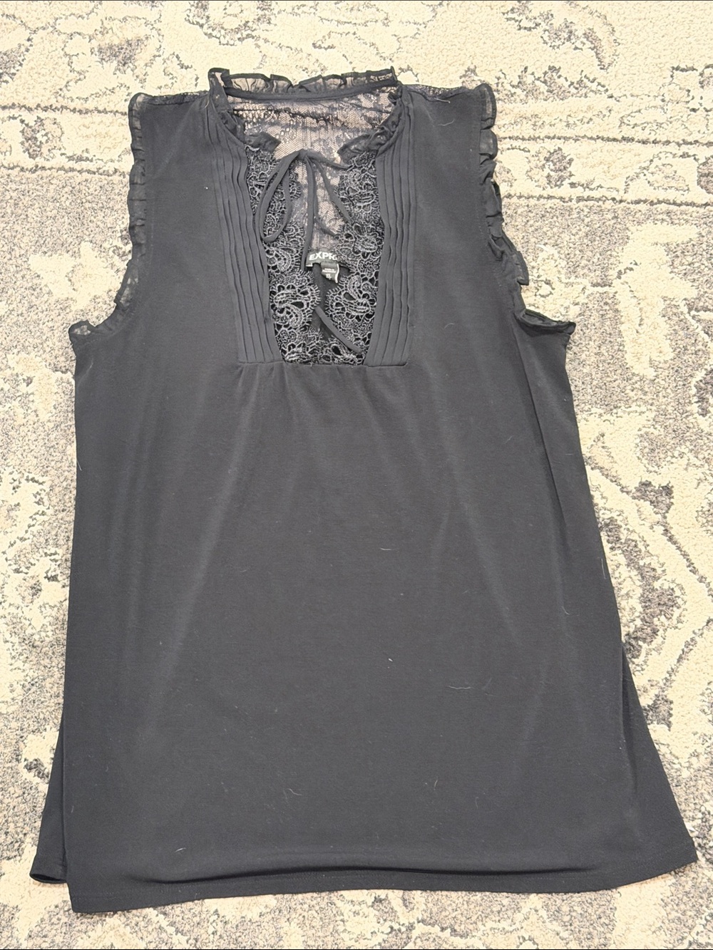 Express Black Sleeveless Lace-Front Camisole